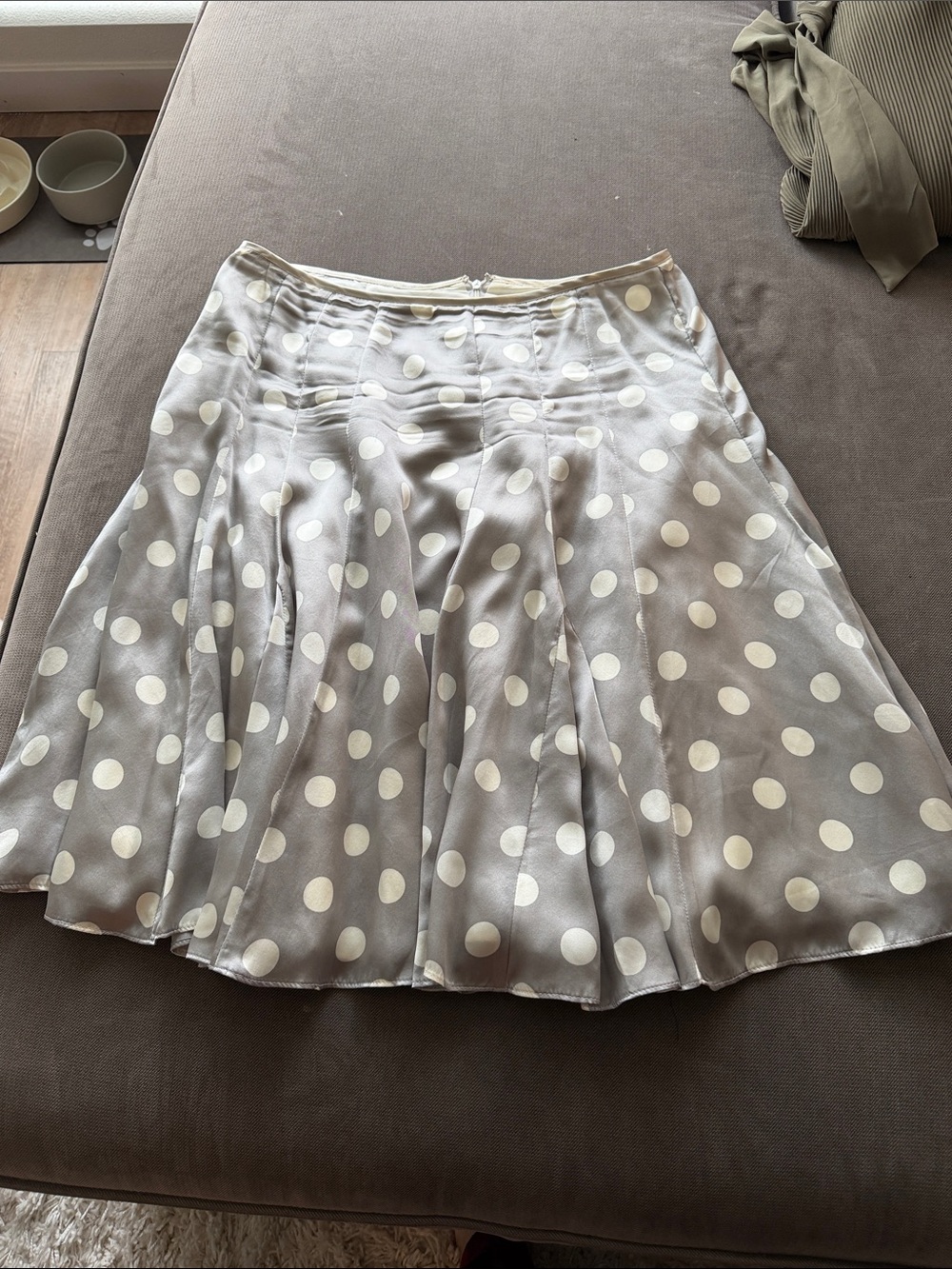 White House Black Market Gray Polka Dot Circle Skirt